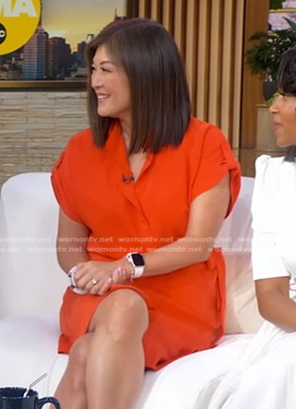 Juju's orange tie waist dress on Good Morning America