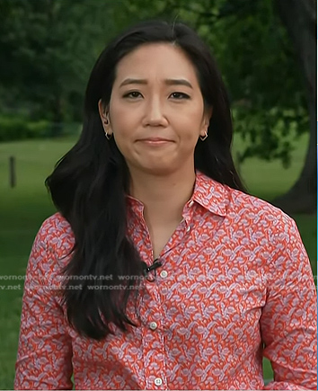 Kathy Park's red floral button down shirt on Today