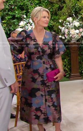 Kayla's floral puff sleeve midi dress on Days of our Lives