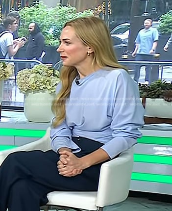 Kerry Condon's blue gathered top on Today