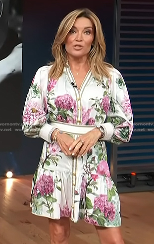 Kit's white floral print mini dress on Access Hollywood