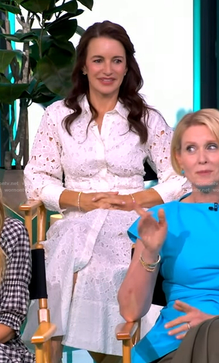 Kristin Davis's white eyelet shirtdress on The View
