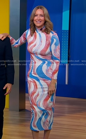 Lara's printed fitted dress on Good Morning America