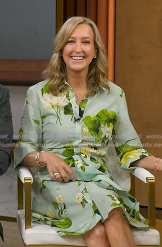 Lara's green floral print shirtdress on Good Morning America