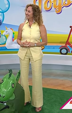 Laurie Schacht's yellow vest and pants on Today