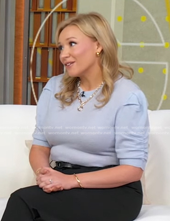 Dr. Alexandra Sowa's blue puff sleeve top on Good Morning America