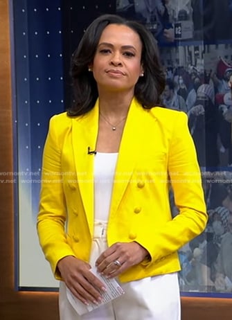 Linsey's yellow cropped blazer on Good Morning America