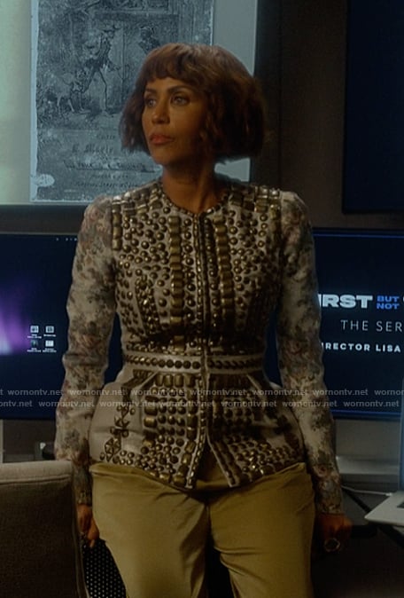 Lisa's studded jacket on And Just Like That