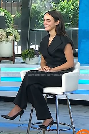 Liv Perez's black wrap top and pants on Today