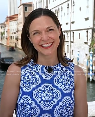 Maggie Rulli's blue print jumpsuit on Good Morning America