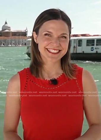 Maggie Rulli's red dot cutout dress on Good Morning America