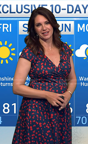 Maria's navy and red floral print dress on Today
