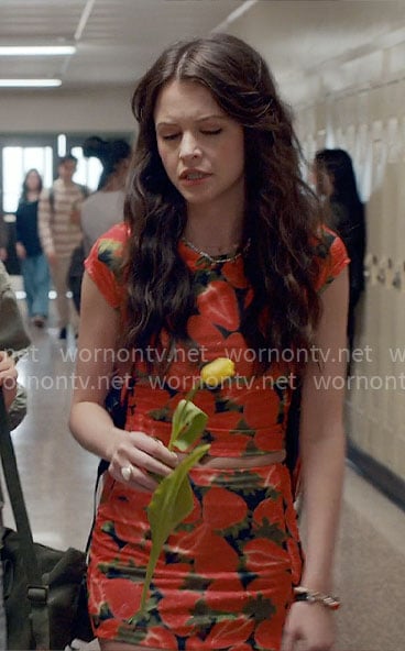 Maxine's strawberry print top and skirt set on Ginny & Georgia