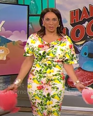 Michelle Miller's floral lemon print dress on CBS Mornings
