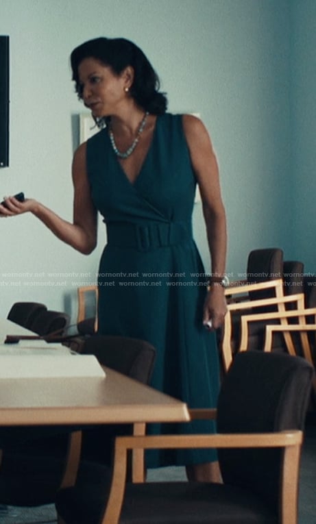 Michelle's teal belted dress on The Better Sister