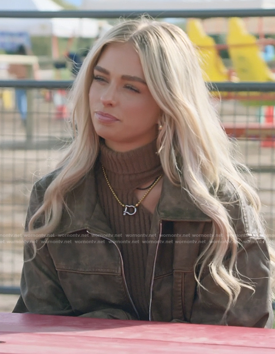 Miranda's leather jacket on The Secret Lives of Mormon Wives