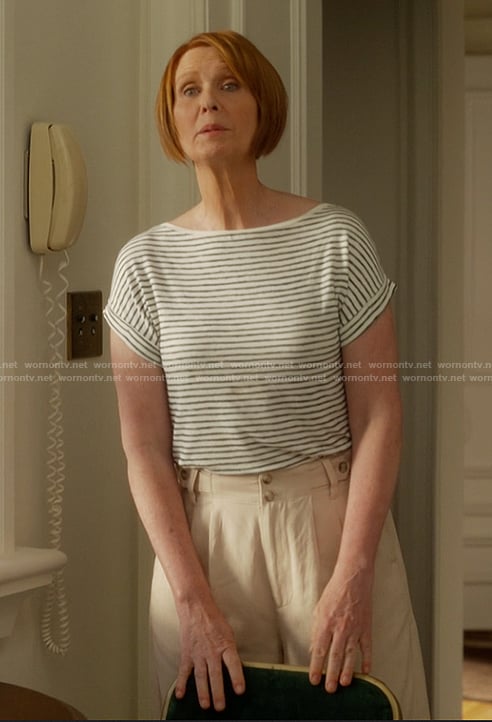 Miranda's linen pants on And Just Like That