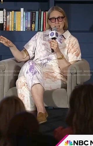 Emma Straub's printed short sleeve jumpsuit on Today