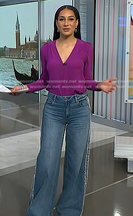 Morgan's frayed side jeans on NBC News Daily