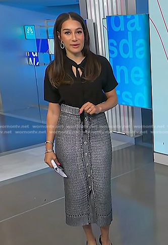 Morgan's metallic knit pencil skirt on NBC News Daily