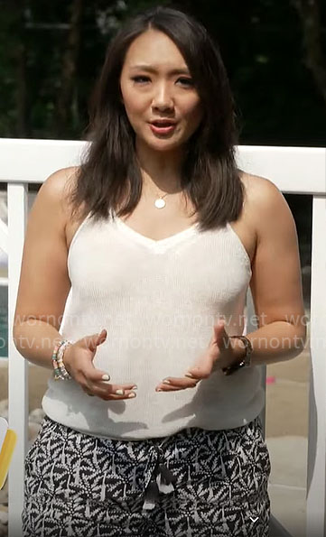 Nancy Chen's knit tank top and printed shorts on CBS Mornings