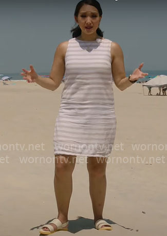 Nancy Chen's stripe mini dress on CBS Mornings