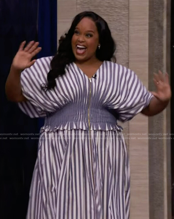 Natasha Rothwell's striped dress on Live with Kelly and Mark