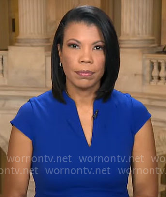 Nikole Killion's blue split-neck dress on CBS Mornings