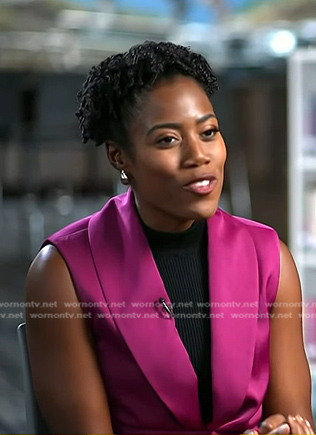 Priscilla Thompson's pink satin vest on Today