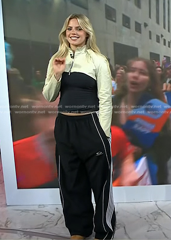 Reneé Rapp's black side stripe pants on Today