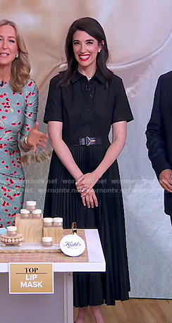 Sally Holmes's black belted shirtdress on Good Morning America
