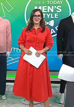 Savannah's red midi shirtdress on Today