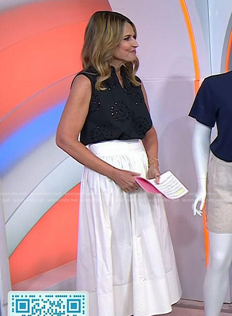 Savannah's white poplin skirt and eyelet top on Today