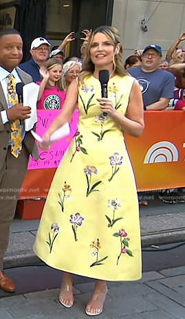Savannah's yellow floral embroidered dress on Today