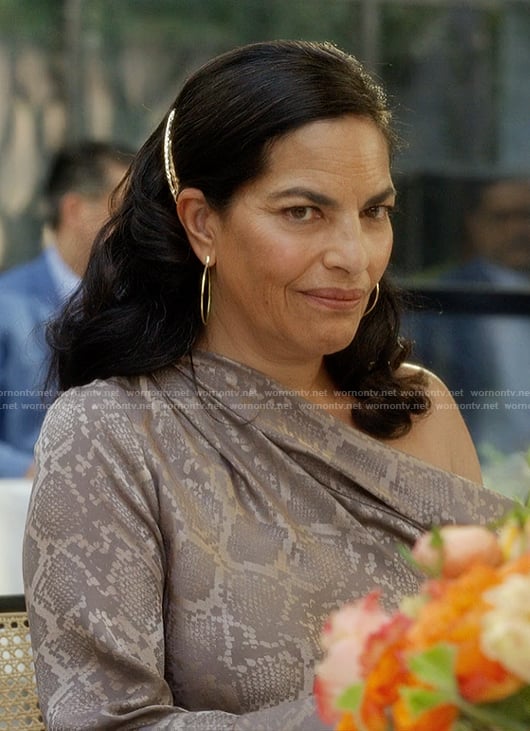 Seema's snakeskin print top on And Just Like That