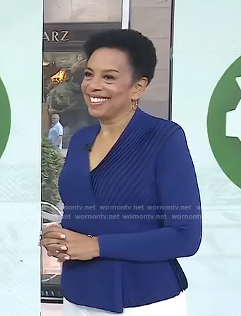Sharon Epperson's blue pleated wrap top on Today