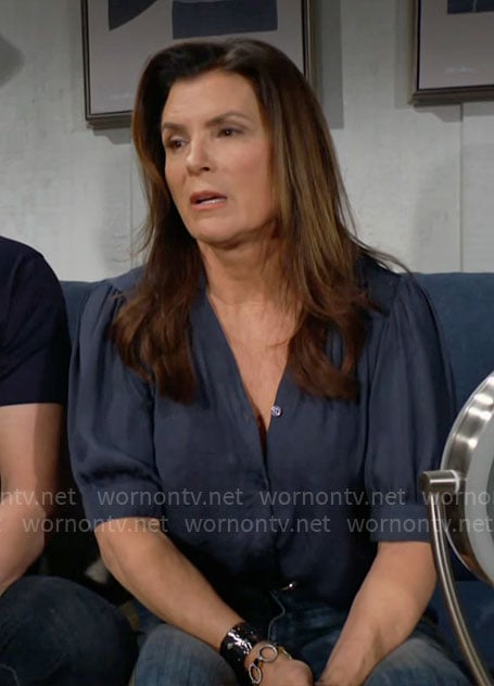 Sheila's blue satin top on The Bold and the Beautiful