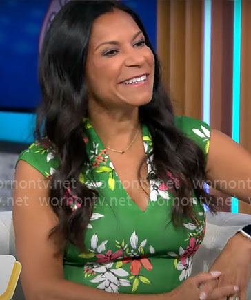 Sheryl Ziegler's green floral dress on CBS Mornings