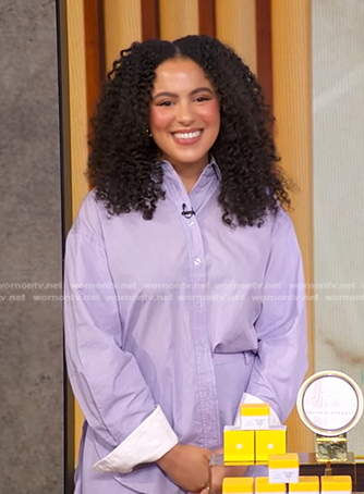 Star Donaldson's purple stripe shirt on Good Morning America