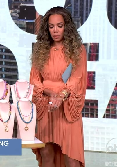 Sunny's pink hi lo ruffle dress on The View