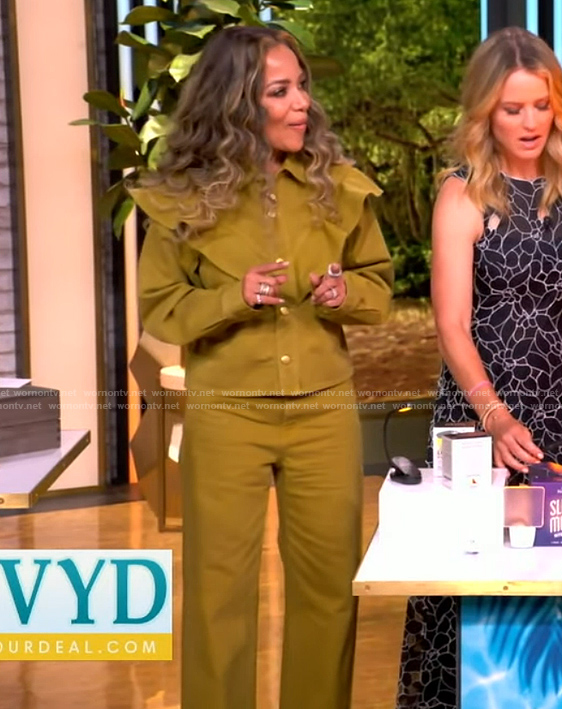 Sunny's mustard ruffle top and pants on The View