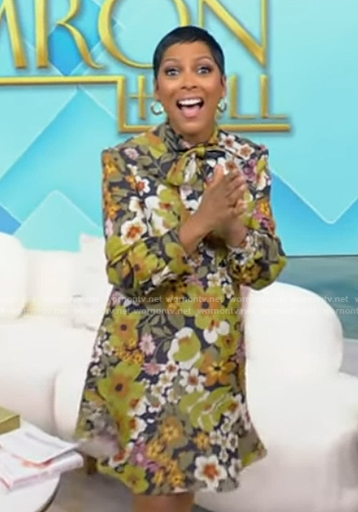Tamron's floral print mini dress on Tamron Hall Show