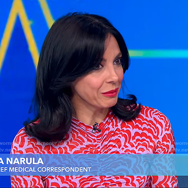 Dr. Tara Narula's pink print ruched dress on Good Morning America