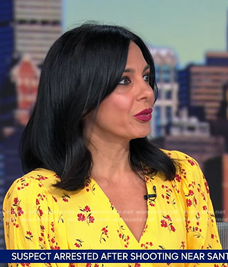 Dr. Tara Narula's yellow floral wrap dress on Good Morning America