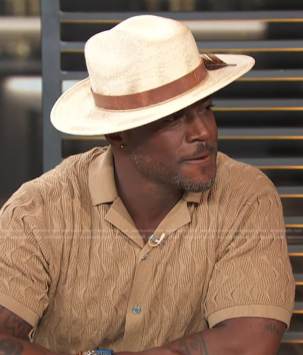 Taye Diggs's brown cable knit shirt on Access Hollywood