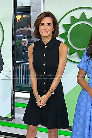 Stephanie Ruhle's black sleeveless button front dress on Today