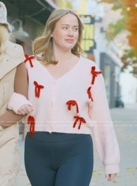 Whitney's pink bow detail sweater on The Secret Lives of Mormon Wives