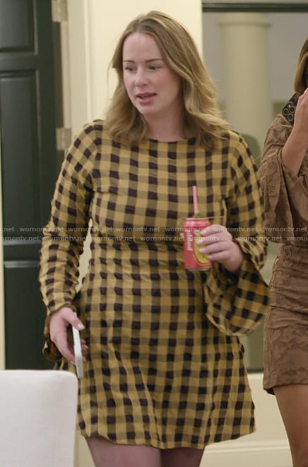 Whitney's yellow gingham check print dress on The Secret Lives of Mormon Wives