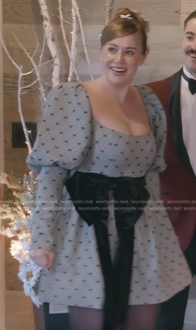 Whitney's gray puff sleeve mini dress on The Secret Lives of Mormon Wives