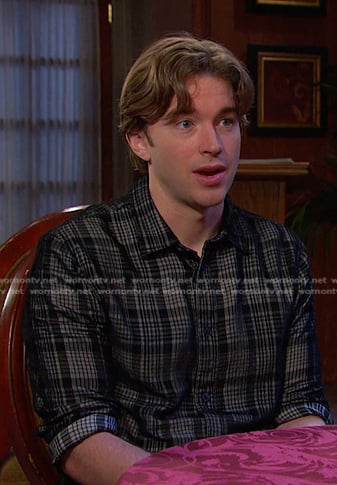 Will's black plaid shirt on Days of our Lives